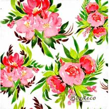 Serwetka decoupage firmy ACTUEL kwiaty malowane 33x33cm